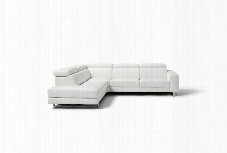 Sr1421lswht Augusto Large Sectional 100% Made In Italy Chaise On Right When Facing White Top Grain Italian Leather 1066 L09s Adjustable Headrest Stainless