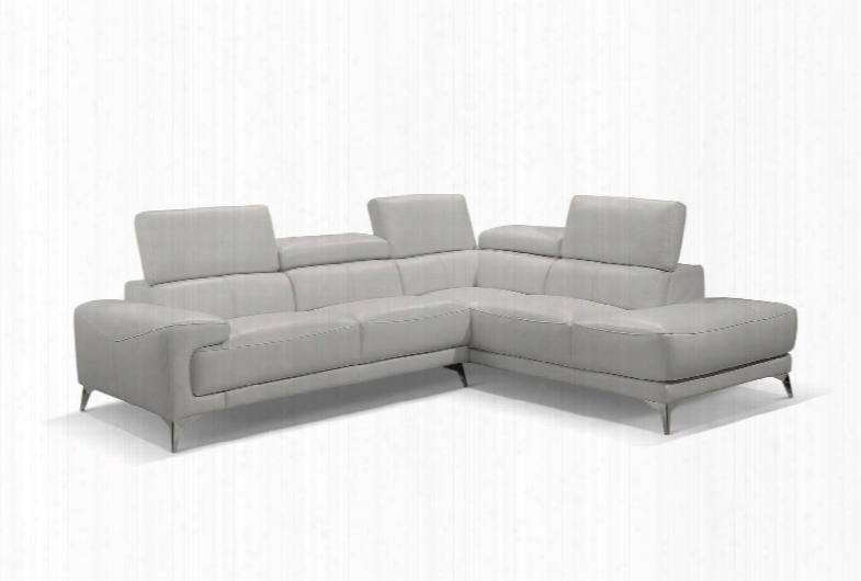 Sr1467lswht Fabiola Sectional Chaise On Right When Facing White Top Grain Italian Leather Adjustable Headrests Stainless Steel