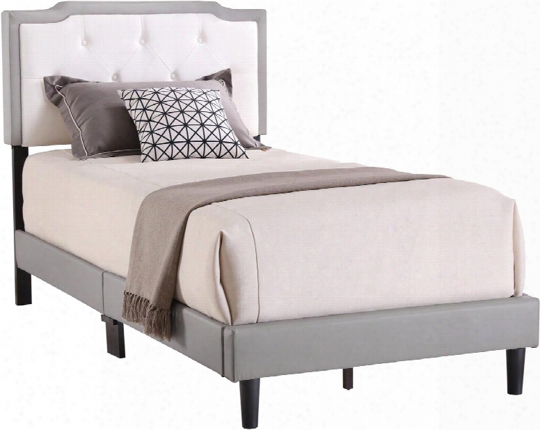 Starlight Collection G1121-tb-up Twin Size Bed With Tufted Headboard And Support Slats And Legs In Grey And