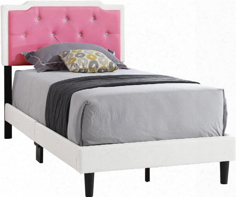 Starlight Collection G1122-tb-up Doubled Size Bed With Tufted Headboard A Nd Support Slats And Legs In Pink And