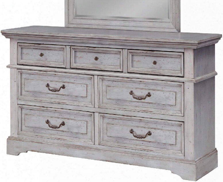 Stonebrook Collection 7820-270 64" 7-drawer Dresser With Center Mounted Wood On Wood Glides Dust Proofing On Bottom Drawers And Molding Details In Antique
