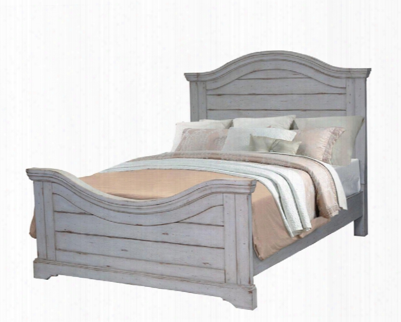 Stonebrook Collection 7820-66pan King Panel Bed With Planked Headboard With Arched Molding And Inverted Footboard In Antique