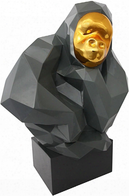 Tov-c6610 Pondering Ape Sculpture - Grey And