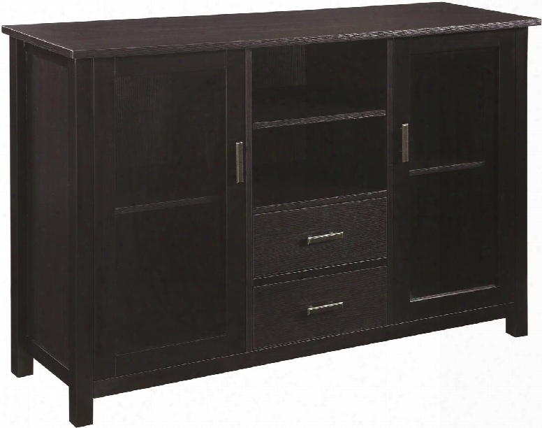 Trista Collection 701045 52" Tv Console With 2 Doors 2 Drawers Tarnished Gold Hardware Storage Shelves And Wood Construction In Black