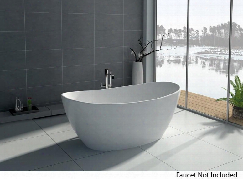 Wj8611-w 64" Bath Tub With Solid Surface Build In Overflow And 96 Gallon Capacity In Matte