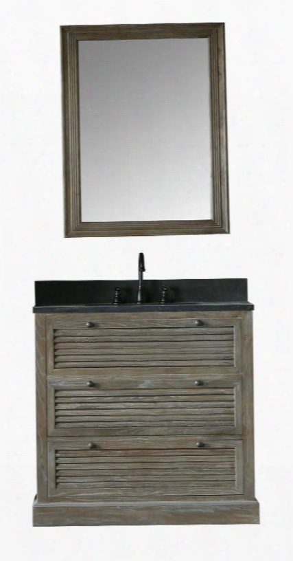 Wn7236+wn7231-m 37" Solid Elm Sink Vanity With 31" Mirror Natural Moon Stone Top Two Drawers And Oil Rubbed Bronze Faucet In Brushed