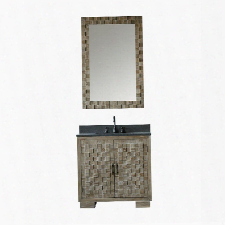 Wn7636+wn7631-m 36" Solid Elm Sink Vanity With 31" Rectangle Mirror Natural Moon Stone Top Two Doors One Drawer And Oil Rubbed Bronze Faucet In Brushed