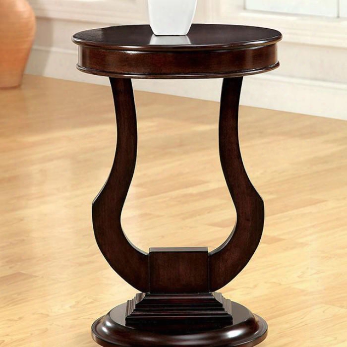 Alda Cm-ac106 Side Table With Transitional Style Bell Shape Project Solid Wood Veneers Dark Walnut Finish In Dark