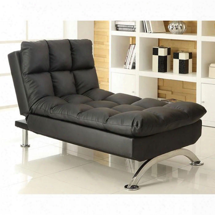 Aristo Collection Cm2906bk-ce 59" Chaise With Chrome Legs Extra Support Legs And Leatherette Upholstery In