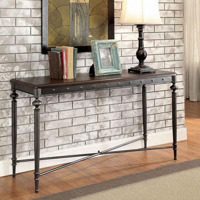 Ballina Collection Cm4460s 51" Sofa Table Attending Plank Style Table Top Turned Metal Legs And Metal X-brace In Matte Dark