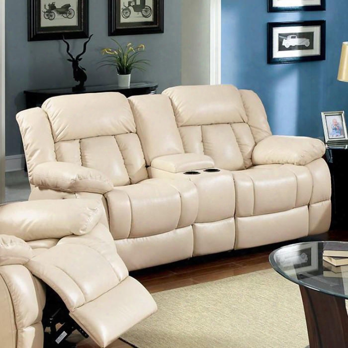 Barbado Collection Cm6827-lv 76" Love Seat With Storage Console 2 Recliners Pillow Top Arms Plush Cushions And Bonded Leather Match In
