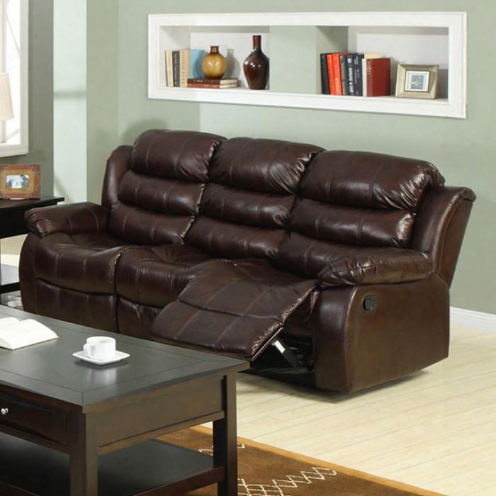 Berkshire Collection Cm6551-s 77" Sofa With 2 Recliners Split Back Plush Cushions And Faux Leather In Rustic