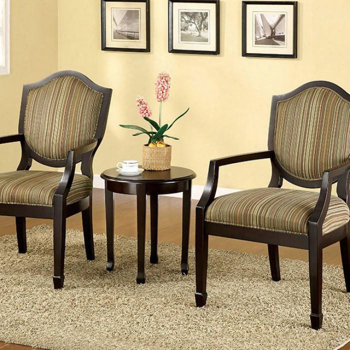 Bernetta Ii Cm-acc6026-3pk 3 Pc. Accent Table And Chair Set With Padded Fabric Seat Hard Wood And Others Espresso Finish In
