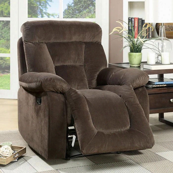 Bloomington Collection Cm6129br-ch 39" Recliner With Plush Cushions Tufted Design And Flannelette Fabric In