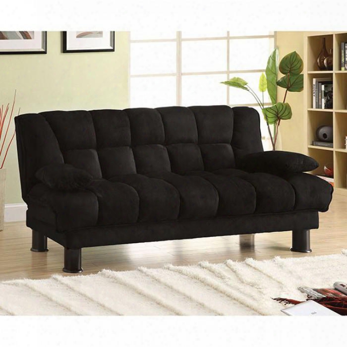 Bonifa Collection Cm2150 74" Futon Sofa With Elepnant Skin Microfiber Under-seat Storage And 2 Pillows In