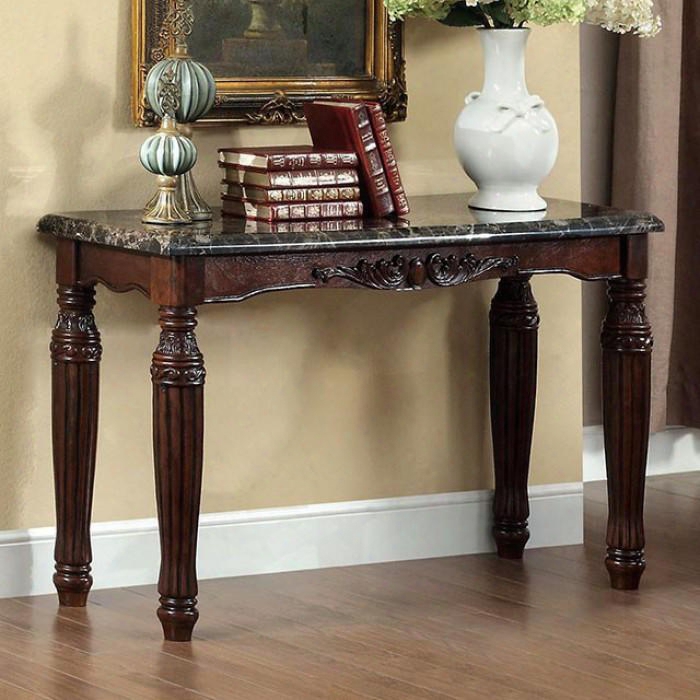 Brampton Collection Cm4292ex-s 48" Sofa Table With Turned Legs Faux Marble Table Top And Carved Detailing In