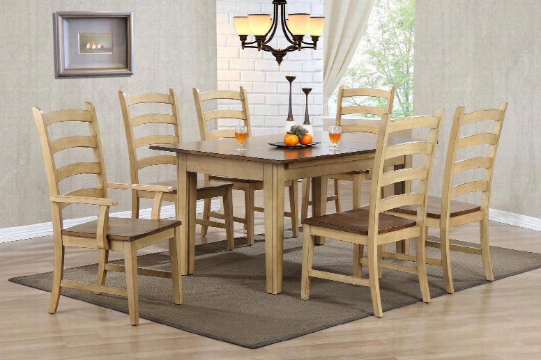 Brook Collection Dlu-br-tl-134-pw-t 7 Pc Dining Room Set With Dining Table + 6 Side