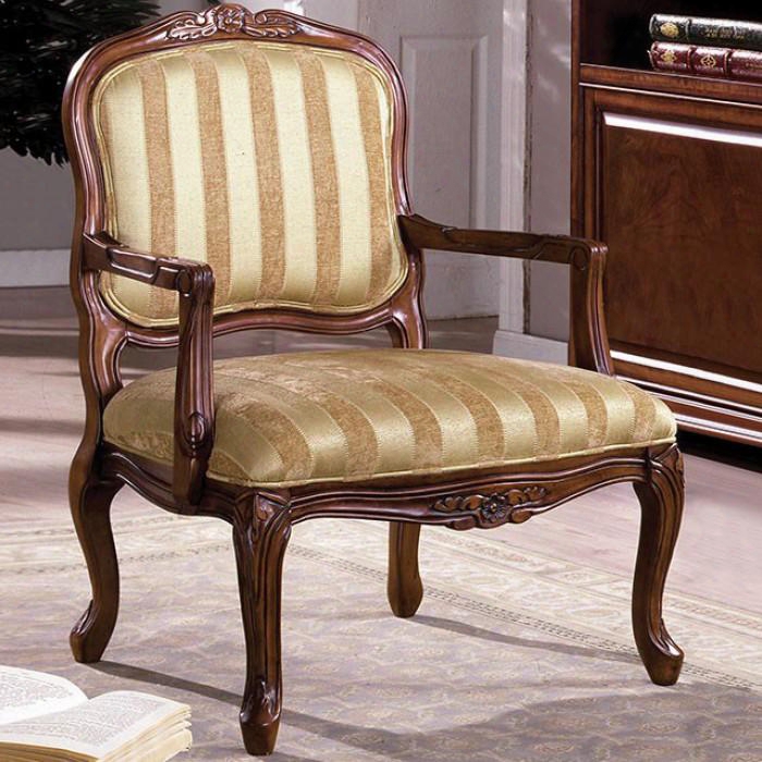 Burnaby Cm-ac6100 Accent Chair With Hand-carved Look Solid Wood And Others Padded Fabric Seat Antique Oak Finish In Antique