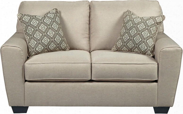 Calicho Collection 9120335 63" Loveseat With Ikat Pattern Pillows In Ecru