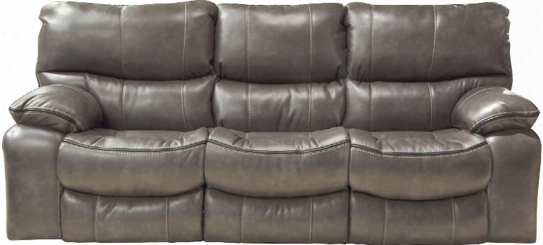 Camden Collection 64081 1152-78/1252-78 90" Power Lay Flat Reclining Sofa With Black Welt Stitching Faux Leather Upholstery And Bucket Seat Design In