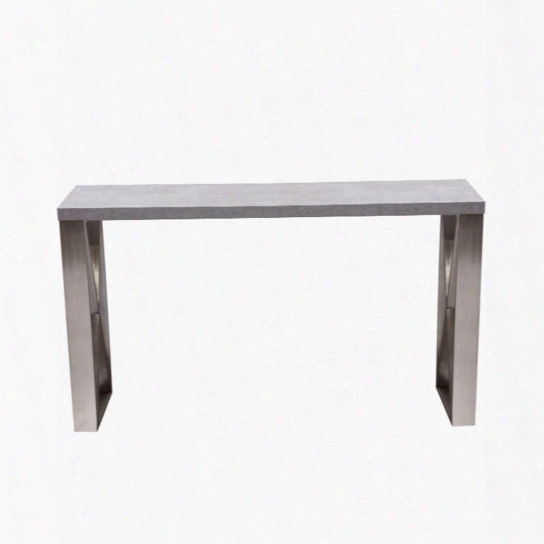 Carrera Collection Carreracsma2 Console Table With 3d Marble Finish With Brushed Stainless-steel Legs In White And