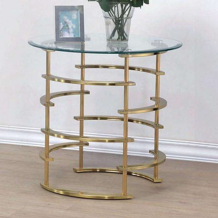 Clonmel Collection Cm4359gl-e 24" End Table With 8mm Clear Tempered Glass Top And Spiraling Open Base In