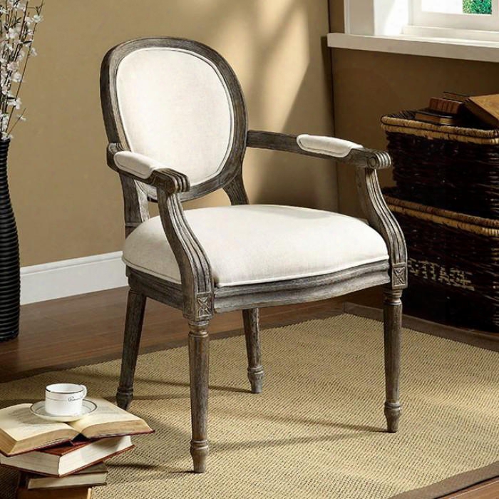 Conway Cm-ac6055 Accent Chair By The Side Of Padded Fabric Arms And Seat Solid Wood And Others Linen In Beige Reclaimed Gray Finish In Reclaimed