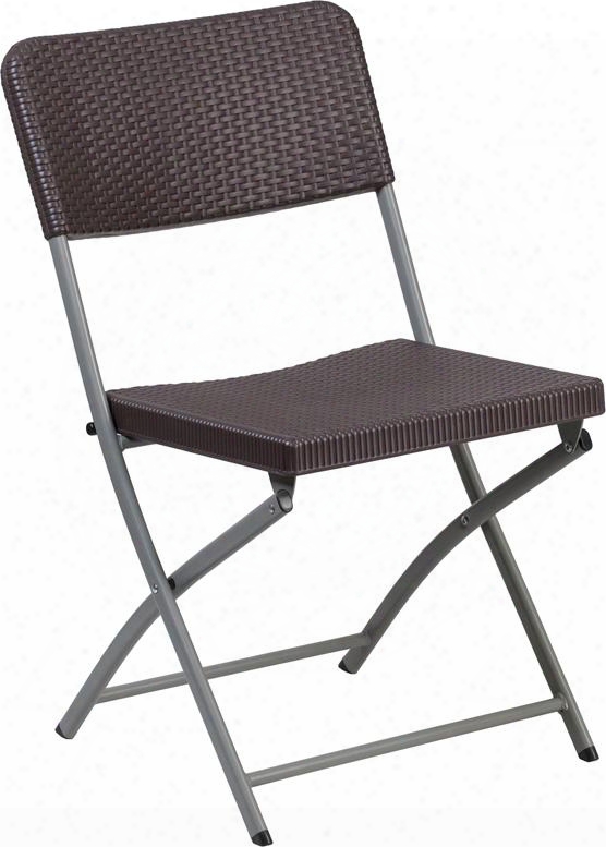 Dad-ycz-61-gg Hercules Series Brown Rattan Plastic Folding Chairman With Gray