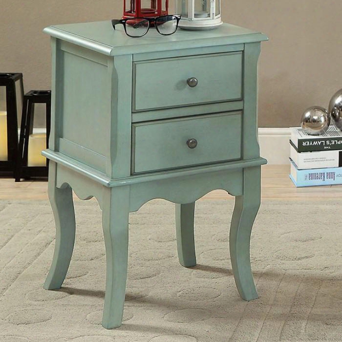 Delia Cm-ac161tl Side Table With Vintage Style Storage Drawers Cabriole Legs Solid Wood/wood Veneer/others In Antique