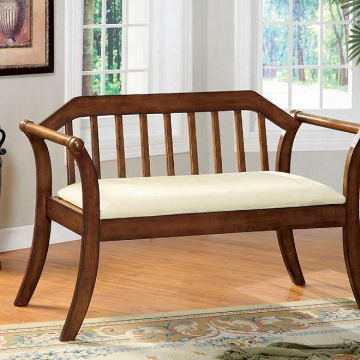 Derby Co Llection Cm-bn6681 50" Bench With Fabric Padded Seat Flared Arms Slatted Back And Flared Legs In Dark