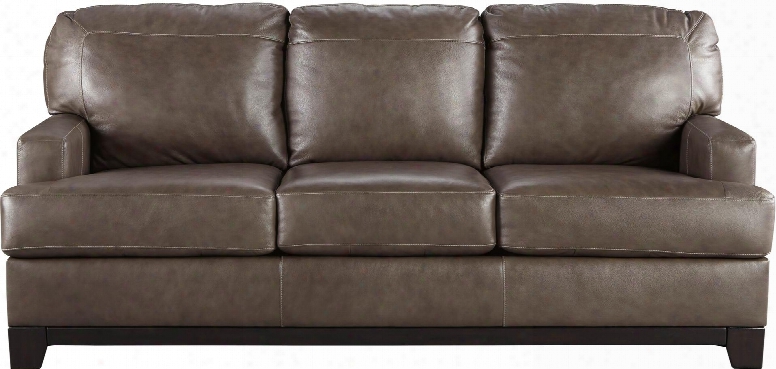 Derwood Collection 8800338 81" Sofa With Track Arms Stitching Details And Exposed Base Rail In Two-tone Pewter