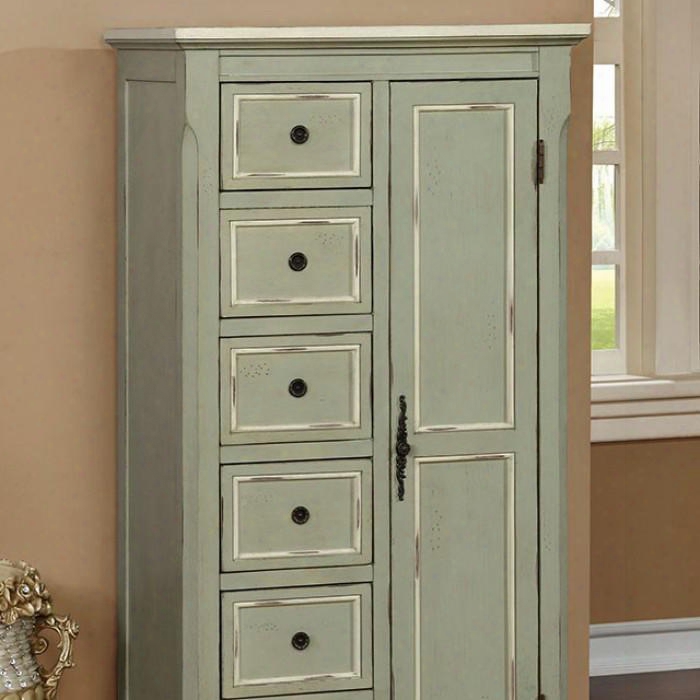 Doreen Cm-ac6435 Storage Cabinet With Vintage Stle Multiple Drawers Solid Wood/wood Veneer/others Distressed Light Teal In Distressed Light