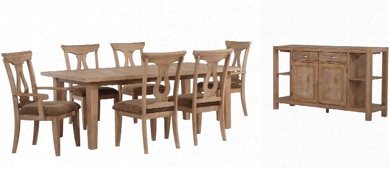 Dove Collection Dlu-dv4482-ko8pc 8 Piece Rectangular Extendable Dining Table Set With Siddeboard