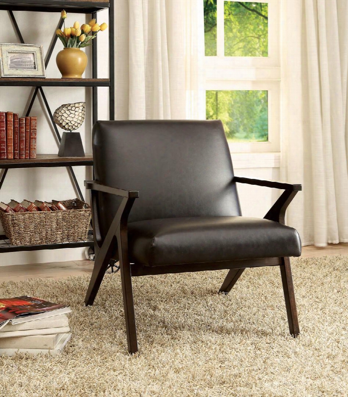 Dubois Cm-ac6265br Accent Chair With Contemporary Style Leatherette Espresso Armrest And Legs Solid Wood Others In Dark