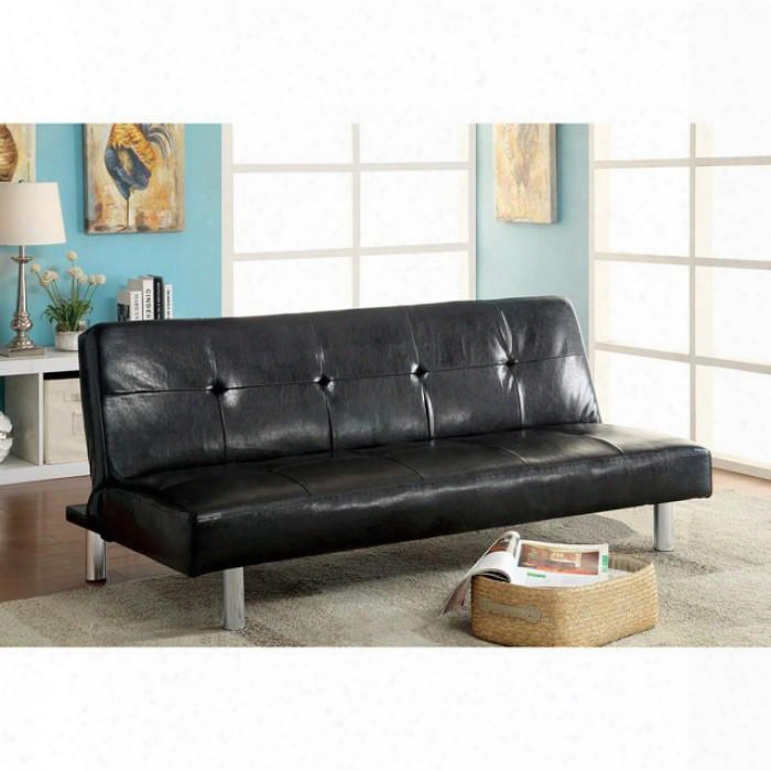 Eddi Collection Cm2672 65" Futon Sofa With Intricate Stitching Button Tufted Accents And Padded Leatherette In
