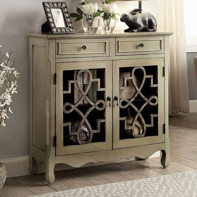 Edna Cm-ac507 Storage Cabinet With Vintage Style Antique Pulls Cabinet With 2 Shelves Glassless Decorative Wooden Panels In