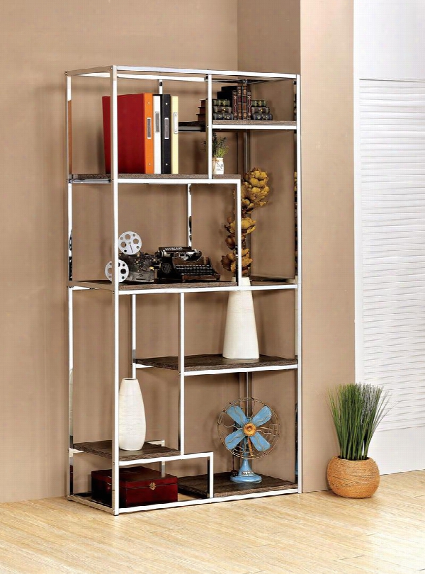 Elvira Cm-ac6264crm Display Shelf With Contemporary Style Open Shelving Tiered Design Sturdy Metal Construction In