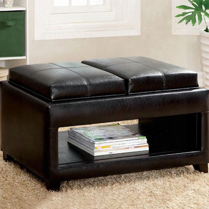 Ely Cm-bn6102 Tray Top Ottoman W Ith Contemporary Style Open Shelf Espresso Finish Flip Top Trays In