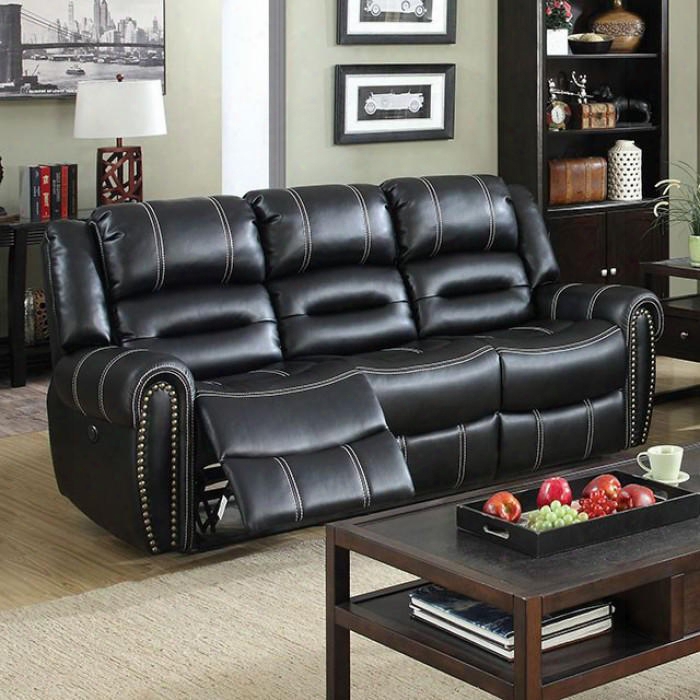 Frederick Collection Cm6130-sf-pm 83" Poweer-assist Sofa With 2 Recliners Contrasting Stitching Nailhead Trim And Breathable Leatherette In