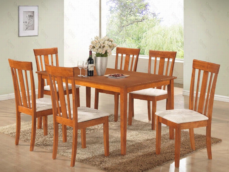 G003t50c 7 Pc Dining Room Set With Dining Table + 6 Side Chairs In Maple