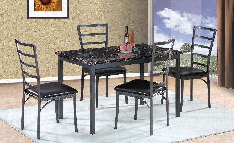 G0060tc 5 Pc Dining Room Set With Dining Table + 4 Side Chairs In Gun Metal