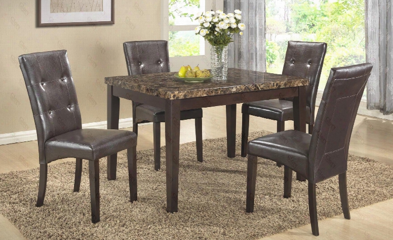 G0070tc 5 Pc Bar Table Set With Bar Table + 4 Side Chairs In Brown