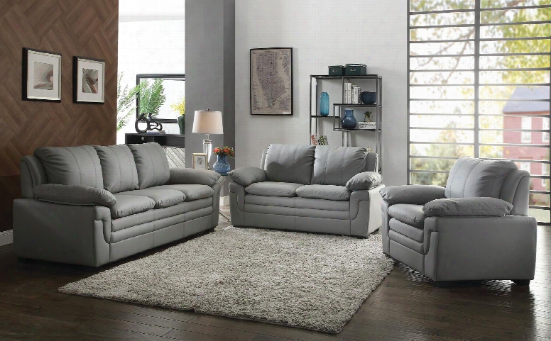 G271set 3 Pc Living Room Set With Sofa + Loveseat + Armchair In Grey