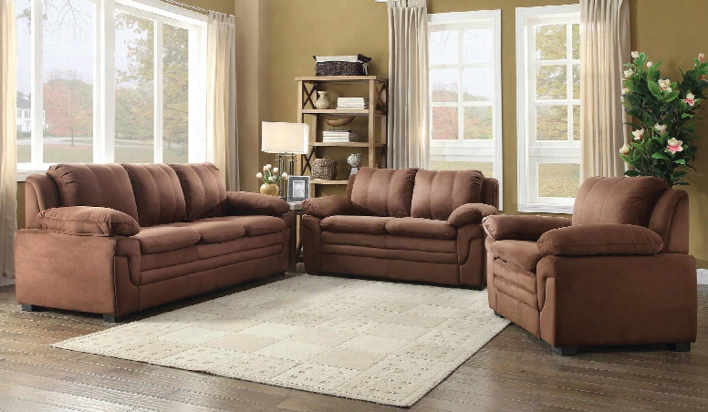 G282set 3 Pc Living Room Set With Sofa + Loveseat + Armchair In Chocolate