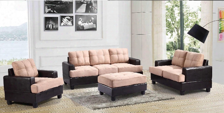 G588aset 3 Pc Living Room Set By The Side Of Sofa + Loveseat + Armchair In Mocha