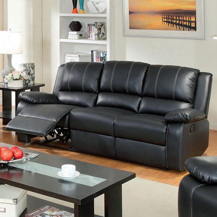 Gaffey Collection Cm6826-sf 77" Reclining Couch With 2 Recliners Pillow Top Arm Stitched Detailing And Bonded Leather Match In