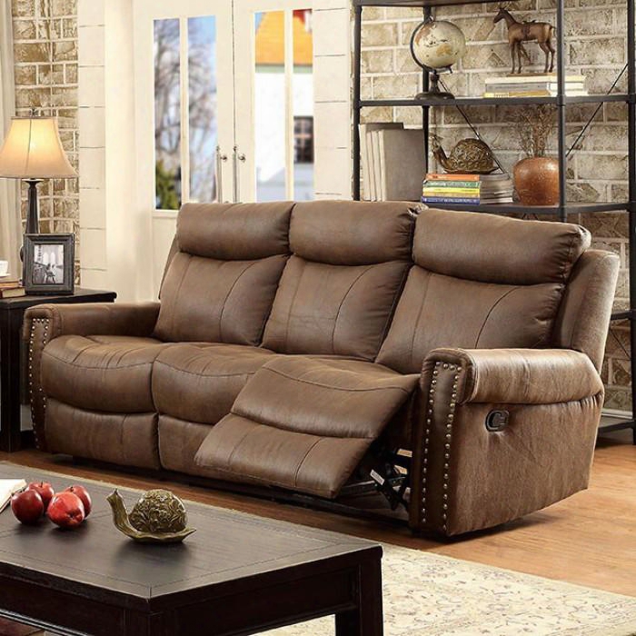 Geddes Collection Cm6264-sf 82" Reclining Sofa With 2 Recliners Nailhead Trim Plush Cushions And Fabric Upholstery In