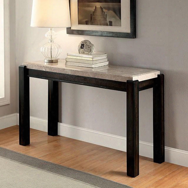 Gladstone Iii Collection Cm4823s 50" Sofa Table With Two-tone Design Raised Corner Guards And Genuine Marble Table Top In