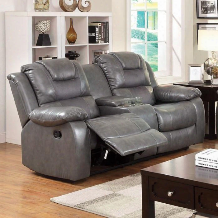 Grandolf Collection Cm6813-lv 75" Reclining Love Seat With Storage Console 2 Recliners Plush Padded Cushions And Bonded Leather Match In