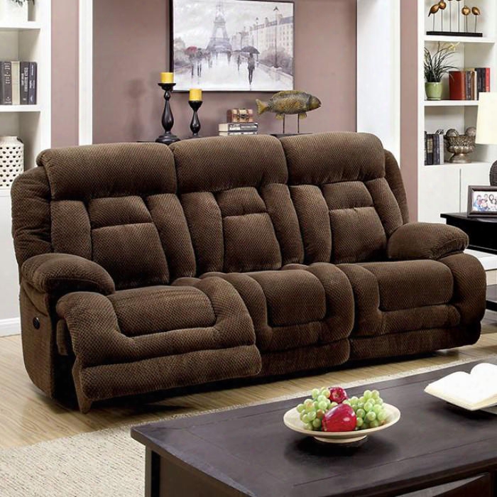 Grenville Collection Cm6010-sf-pm 90" Power-assist Sofa With 2 Recliners Flannelette Fabric Plush Cushions And Pillow Top Arms In